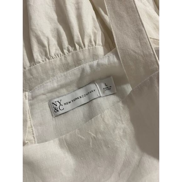 NEW YORK & COMPANY Women's L White Linen Blend Sleeveless Sundress Coastal Beach - Picture 5 of 6